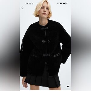 Never worn, brand new Mango fur-effect coat with appliqués